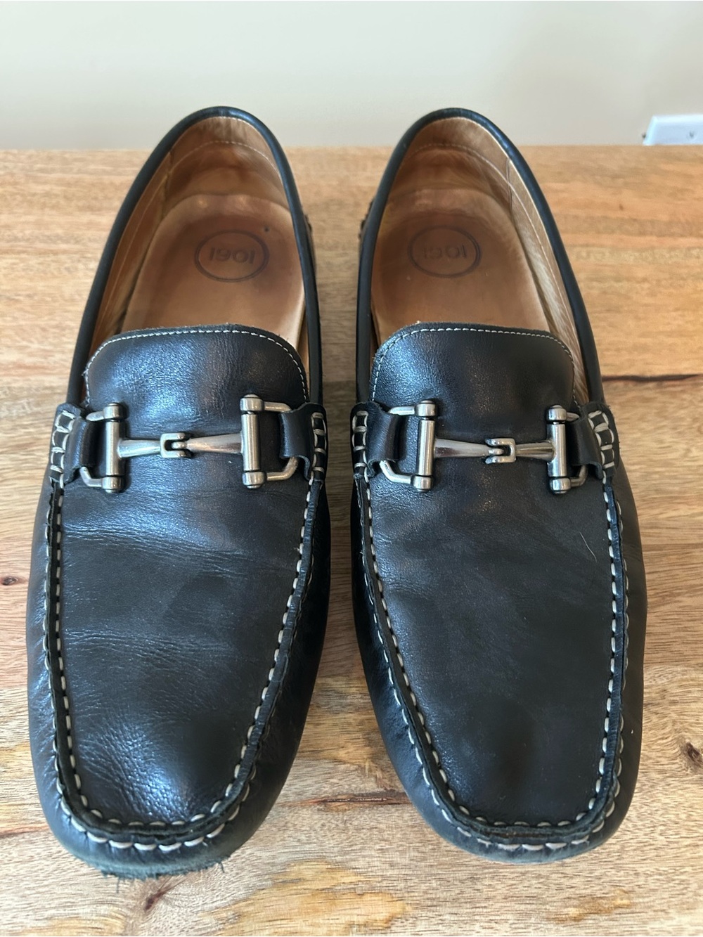 1901 Black Leather Bit Moccasin Loafers